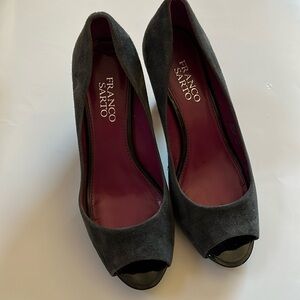Franco Sarto Blue/Grey Suede Peep Toe Pumps